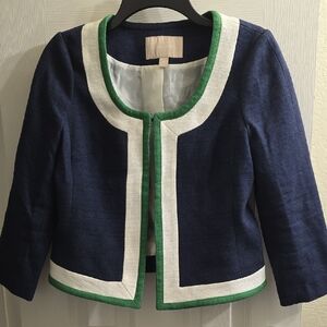 Banana Republic Blue Blazer with Green and White Trim Size 4P